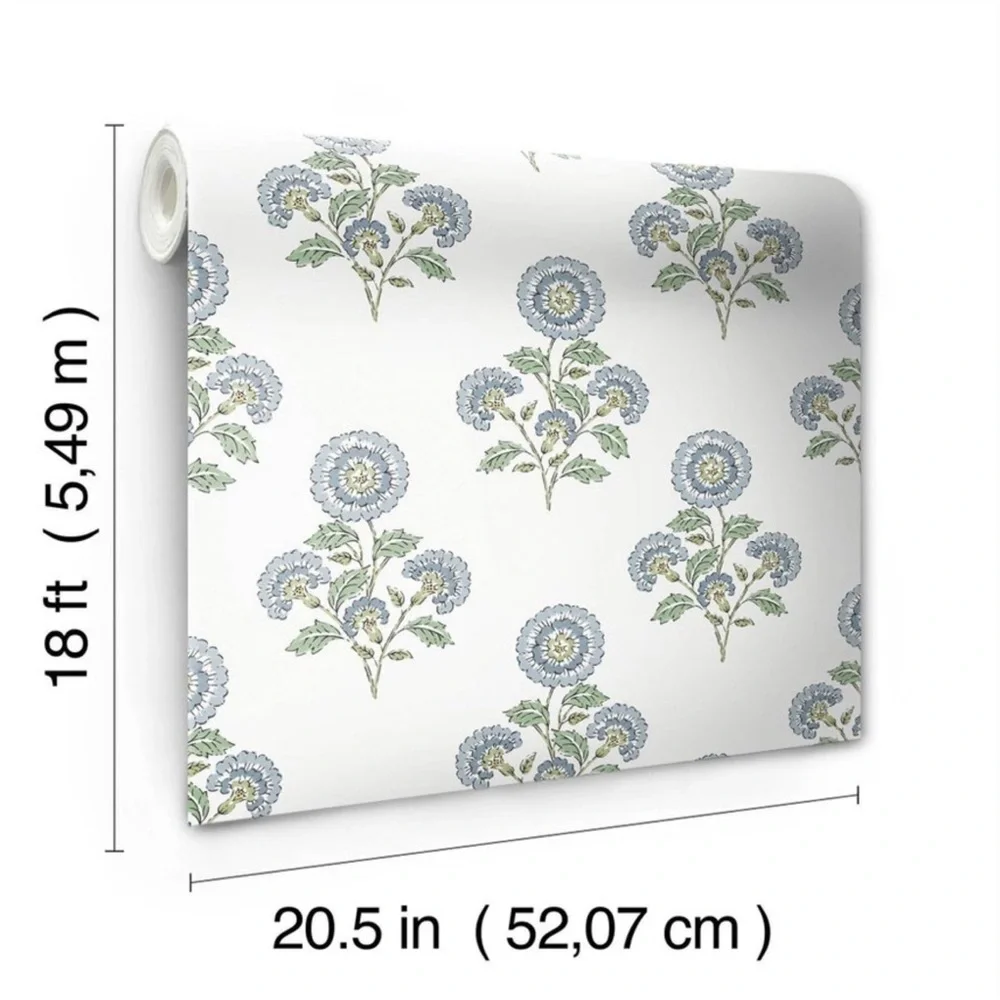 Brewster Flourish Block Print Blue and Green
Multi Peel and Stick 1pc Wallpaper - Picture 6 of 7